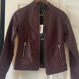 NWT. Me Jane maroon faux leather jacket